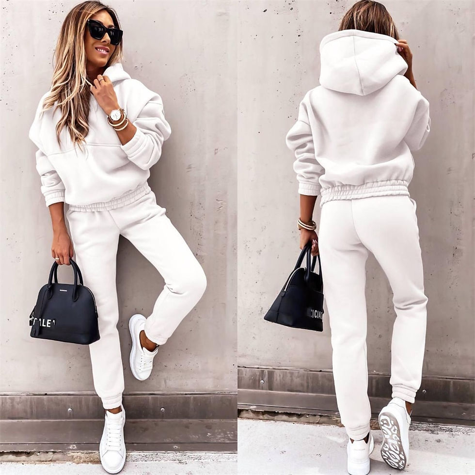Thumbnail: Autumn Winter Hoodies Suit Solid Casual Tracksuit Women Fleece 2 Pieces Set Spo
