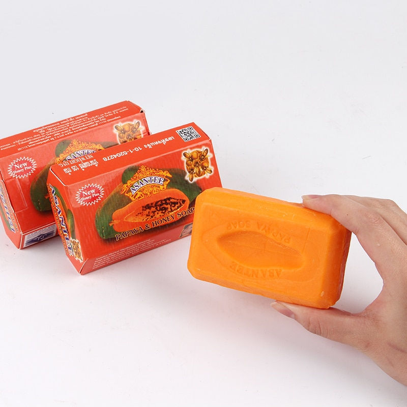 Миниатюра: 2 Pack Thailand ASANTEE Papaya Honey Herb Soap Whitening Handmade Soap Lighteni