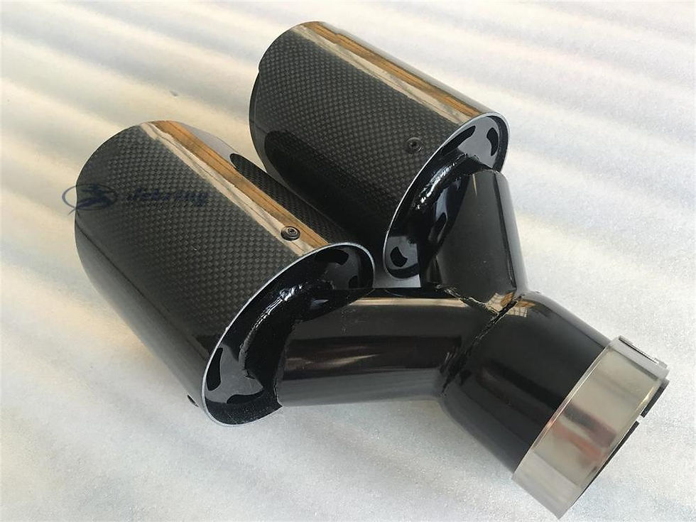 Thumbnail: carbon fibre Grilled BLACK  Stainless steel Universal DUAL Automobile exhaust p