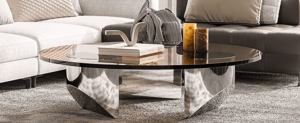 Миниатюра: 1inchome Round Glass Coffee Table Wedge Coffee Table, Modern Coffee Table with 