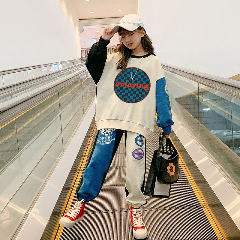 Thumbnail: New Autumn Girls Clothing Sets Winter Teens Tracksuit Big Children'S Casual Swe