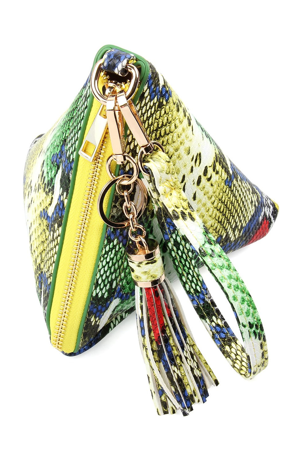 Miniatura: Pyramid Shape Tassel Wristlet Leather Bag