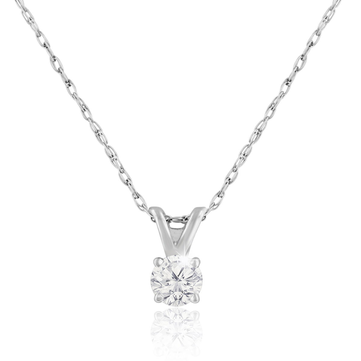 1/10 Carat Diamond Solitaire Necklace With Free 18 Inch Chain In Sterling Silve