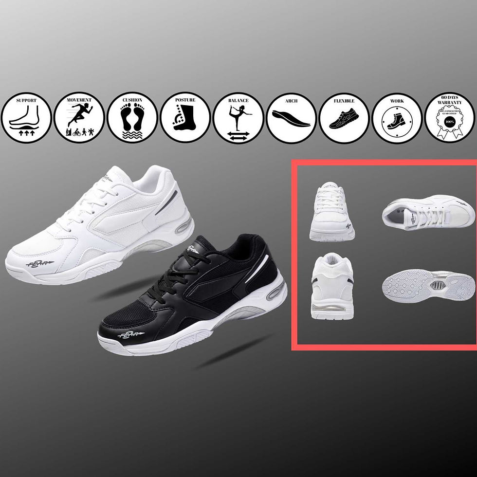 Thumbnail: Fear0 NJ Men's High Arch Firm Orthopedic Black Walking Shoes