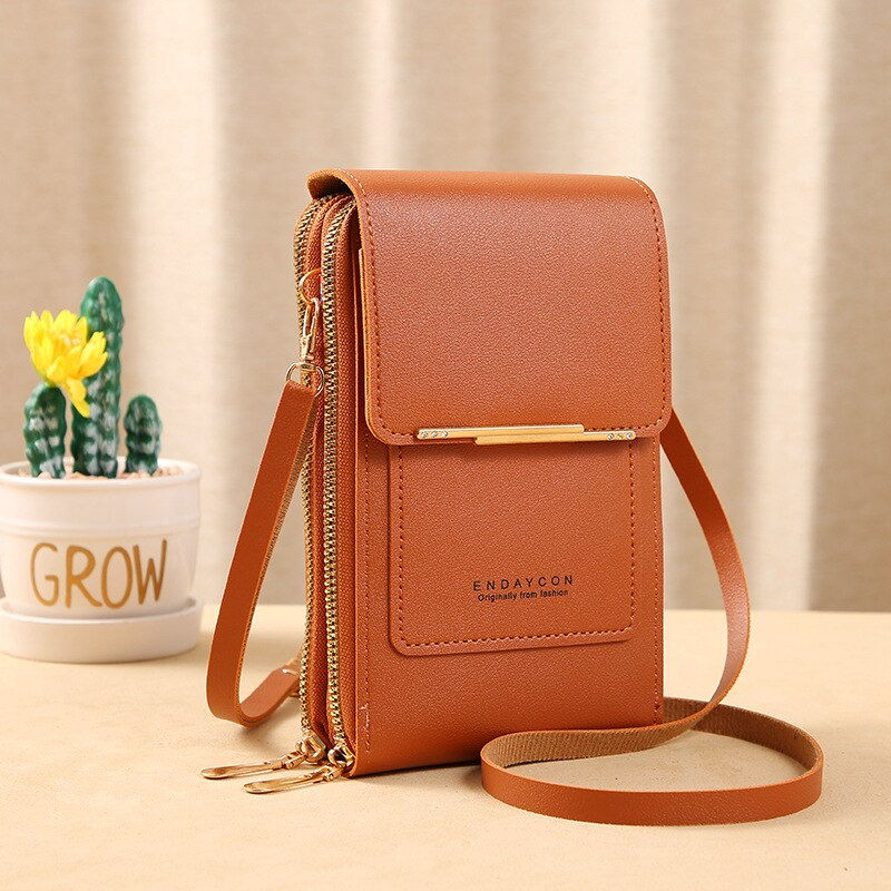 Miniature : Women Bags Soft Leather Wallets Touch Screen Cell Phone Purse Crossbody Shoulde