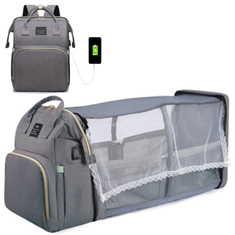 Miniature : Folding Mommy Bag Lightweight Portable Folding Crib Bed Large-capacity Baby Bac