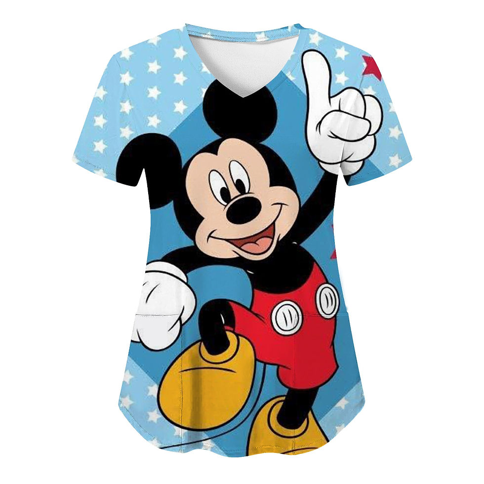 Thumbnail: T-shirt V Neck Top Women 2023 Disney Shirts Pocket Woman Clothes Hospital T-shi
