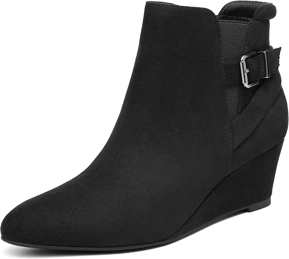 Thumbnail: DREAM PAIRS Women’s Black Ankle Booties Wedge Heels Boots