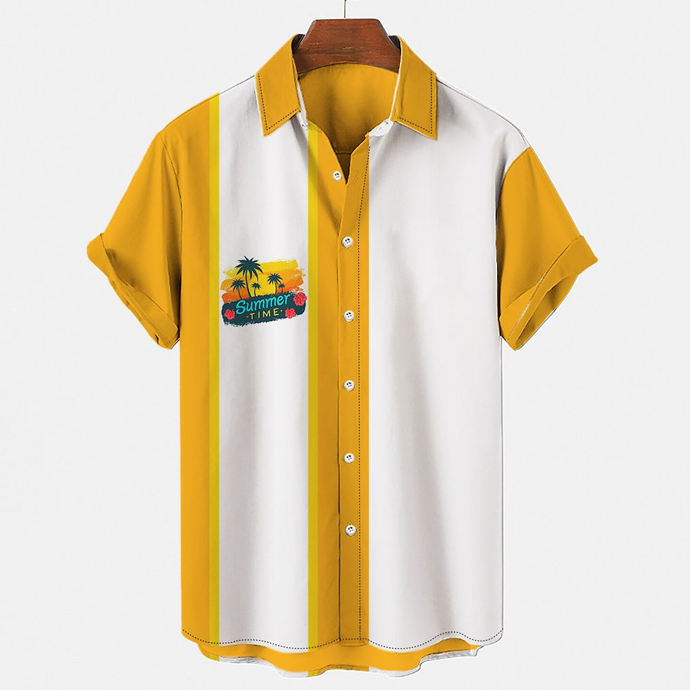 Thumbnail: Shirts For Men Hawaiian Shirt Men's Beach Summer Outdoor Vintage Yellow Striped