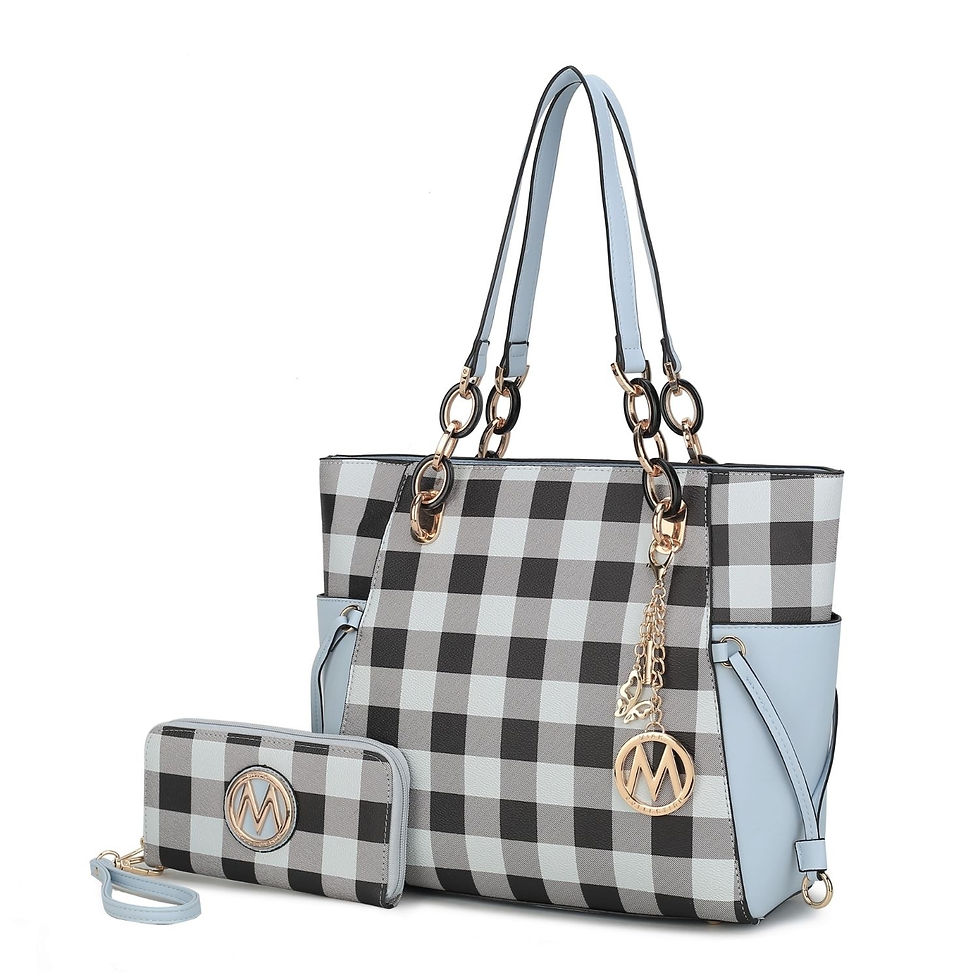 Miniatura: MKF Collection Yale Checkered Tote Handbag with Wallet by Mia K.