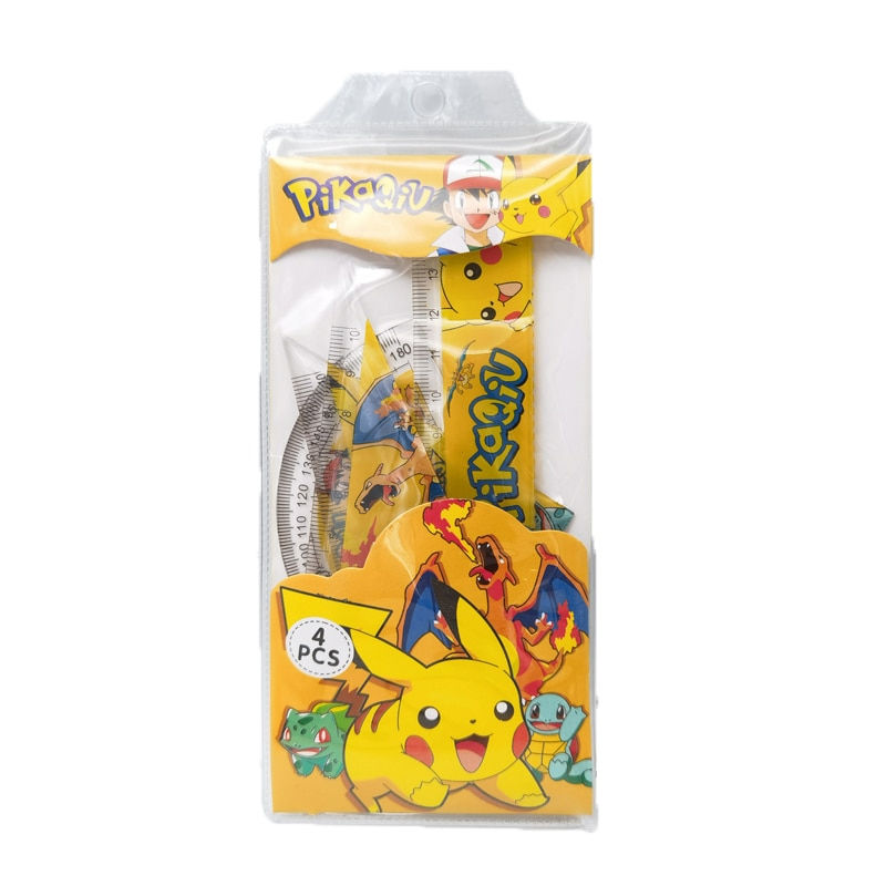 Miniature : Pikachu Pokemon Anime Stationary Set Cartoon Pencil Ruler Eraser Pencil Sharpen