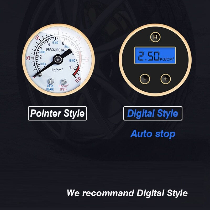 Thumbnail: Portable Car Air Pump Electric Tire Inflator Pump 12V Digital Air Compressor Au