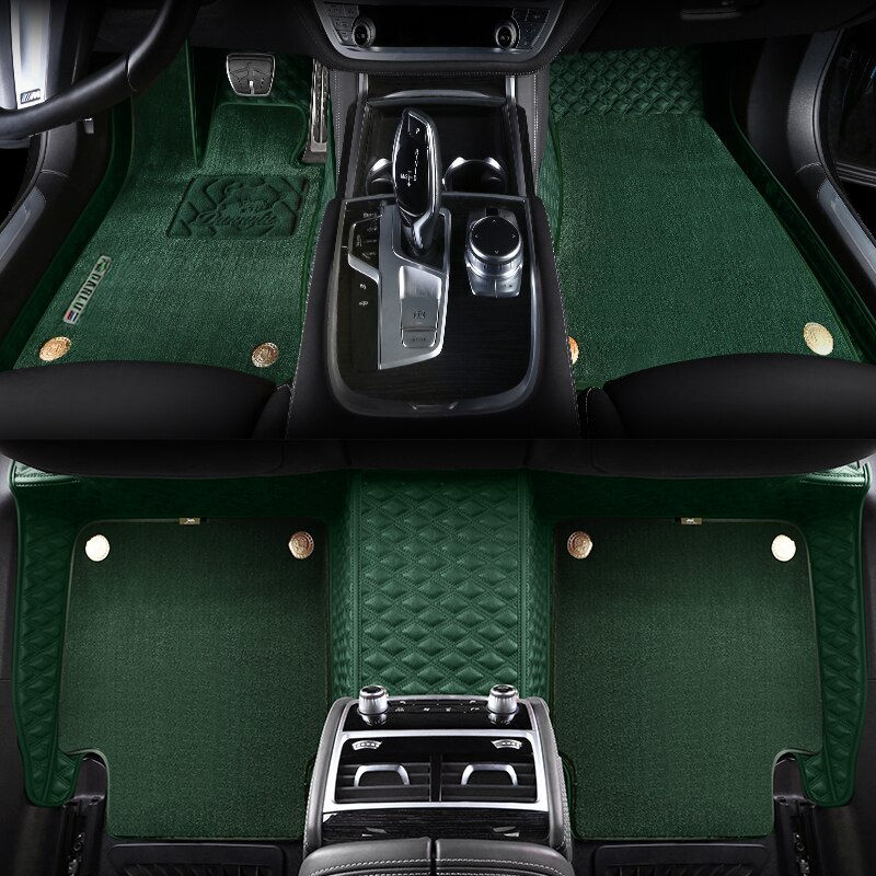 Miniature : Custom Fit Car Floor Mat Accessories Interior ECO Diamond Stripes Thick Leather