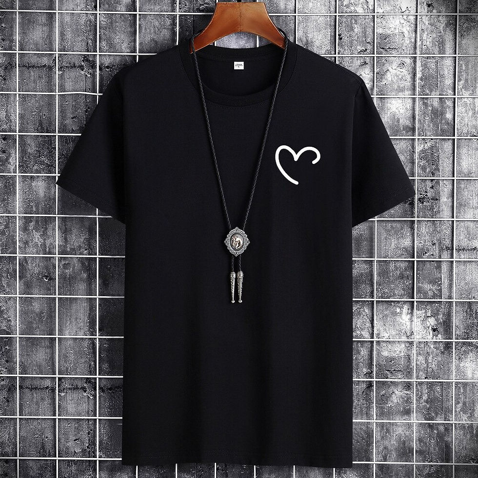 Thumbnail: JFUNCY Oversize Summer Men's Cotton Tee Shirts Men Casual T-shirt Simple Love H