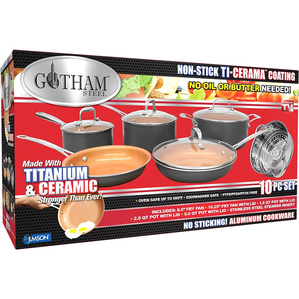 Thumbnail: Pots and Pans Set, 10 Pieces Cookware Set with Nonstick Ceramic Coating and Sto