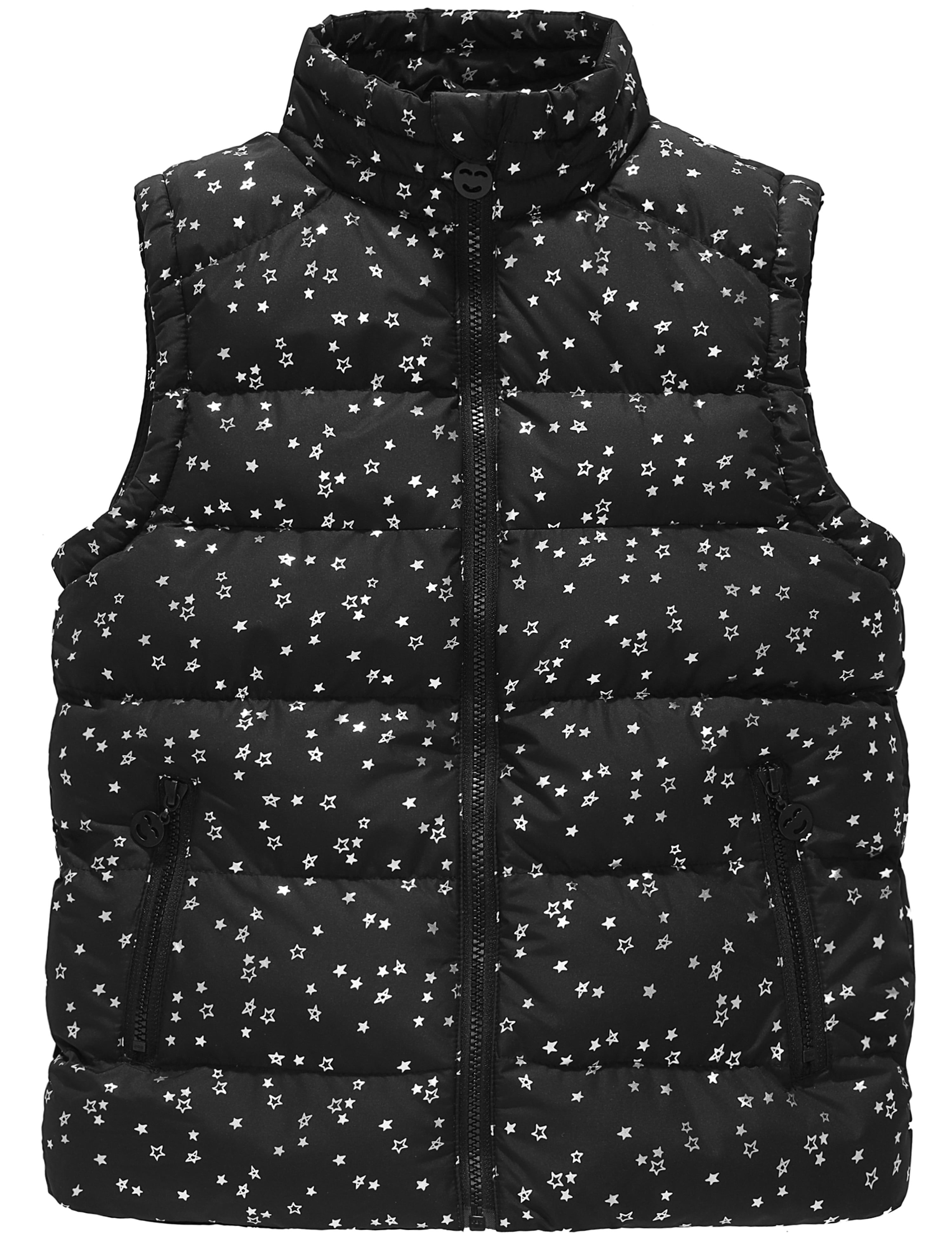 Wantdo Girl's Winter Coat Puffer Fleece Vest Warm Outdoor Jacket Black Star 14/