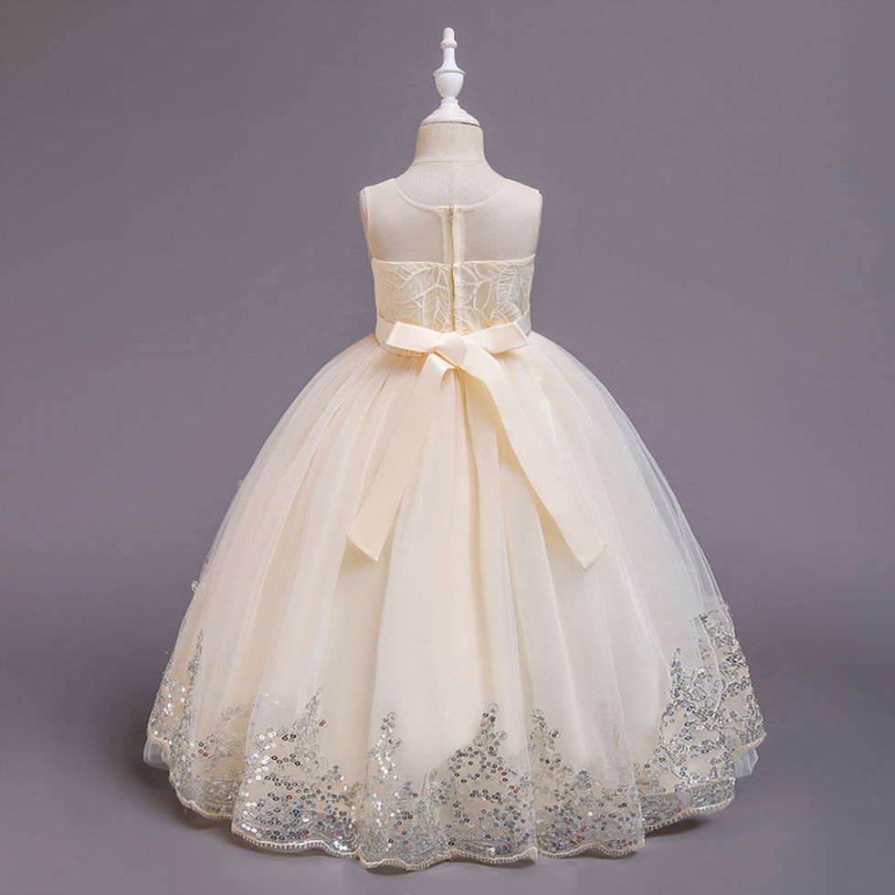 Thumbnail: Phenas Big Girls Lace Princess Bridesmaid Dress Sequins Wedding Long Ball Gown 