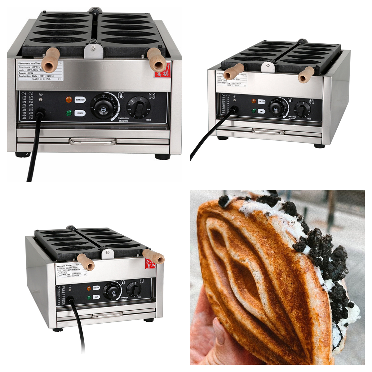 Commercial Electric Fashion Design 5pcs Taiwan Girls Lily Waffle Making Machine