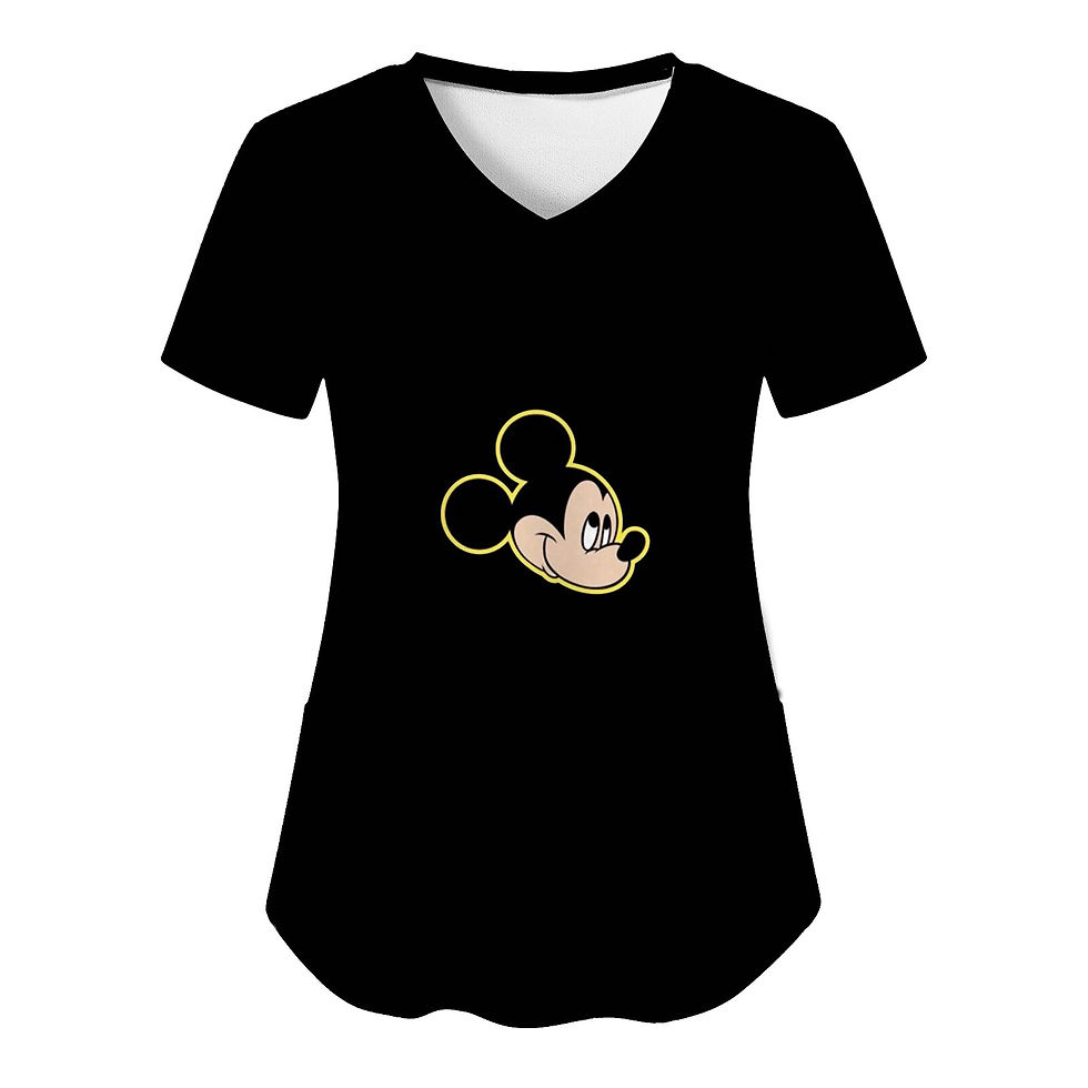 Thumbnail: Hospital T-shirt Nurse Uniform T-shirts Disney Minnie Mouse Top Women 2023 Pock