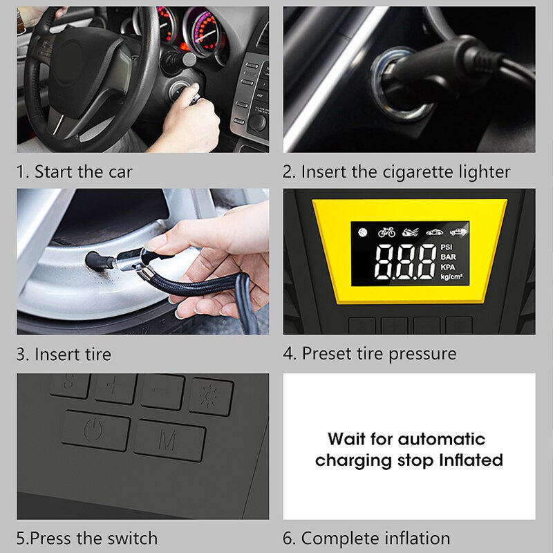 Thumbnail: Car Tire Inflator Car Portable Air Compressor Pump Air Compressor For Auto Car 
