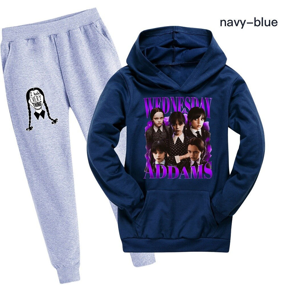 Thumbnail: New Wednesday Addams Children Hoodies Coat+Pants 2Piece Set Teens Girl Boys Spr