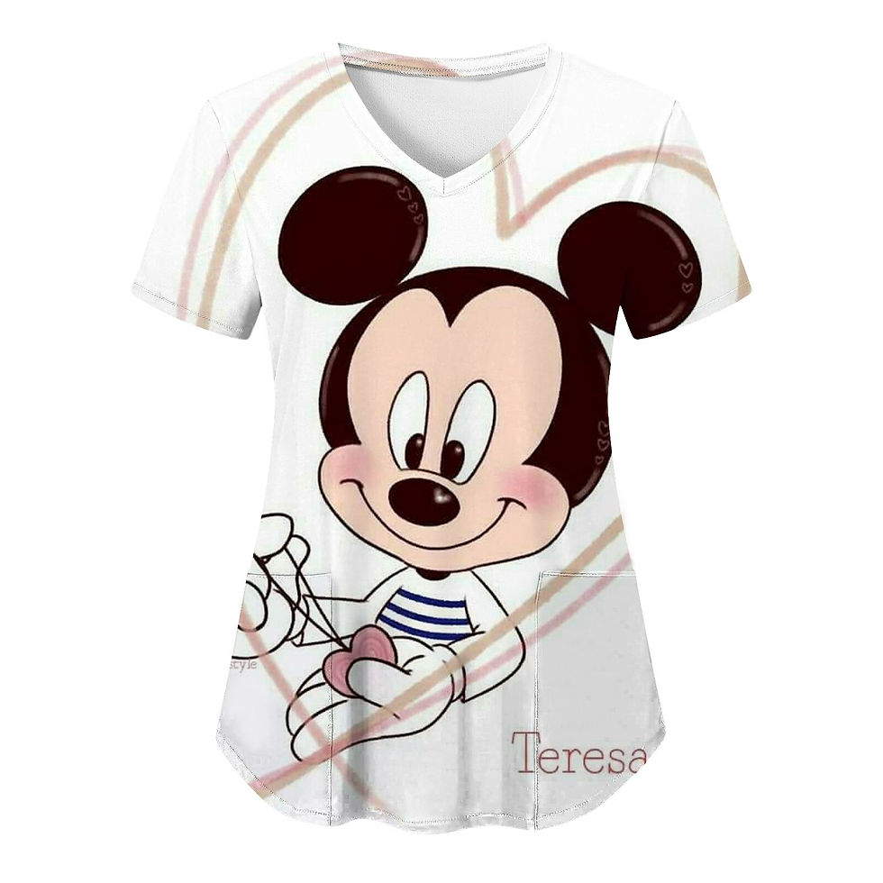 الصورة المصغرة: T Shirt V Neck T-shirts Disney T-shirt Nurse Uniform Top Women 2023 Minnie Mous