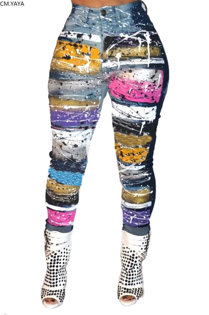 Thumbnail: New Autumn Winter Women Leggings Fashion Colorful Print High Waist Trousers Cas