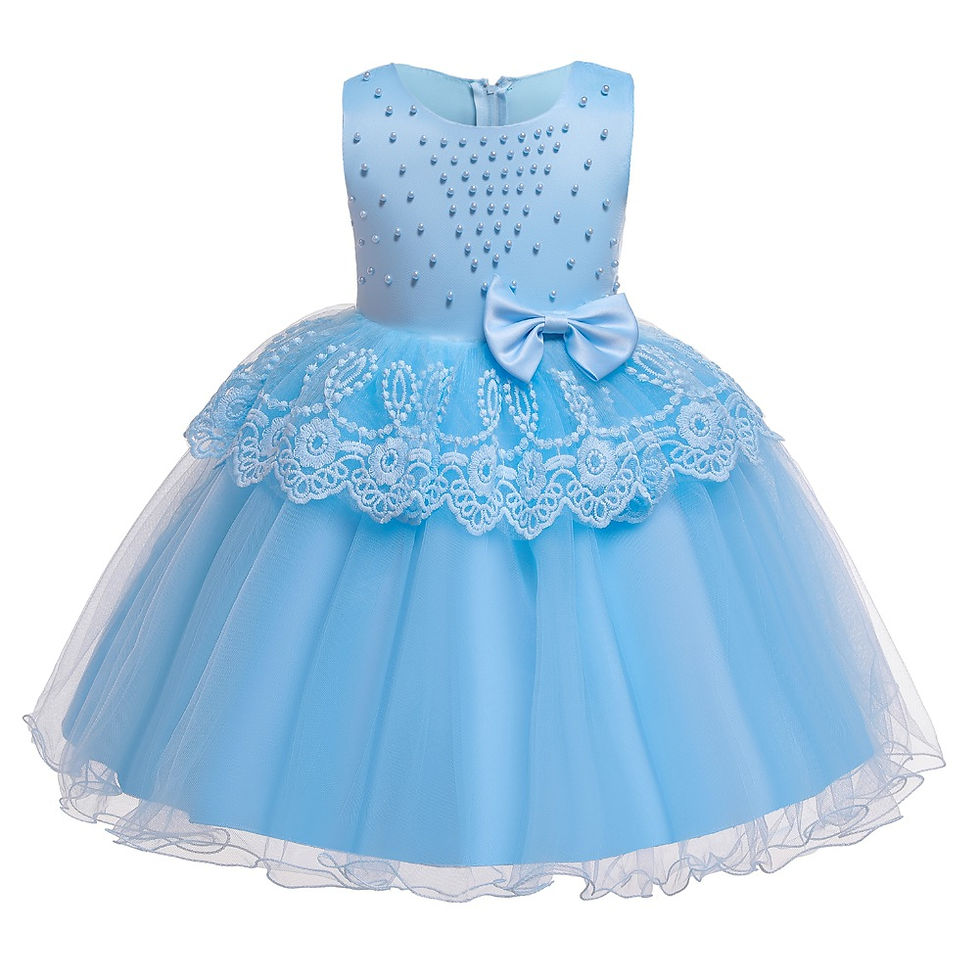 Миниатюра: Actoyo Children Girls Princess Pearls Flower Lace Dress Kids Ball Gown Wedding 