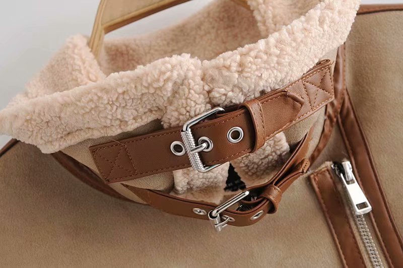 Thumbnail: New Winter Patchwork Suede Biker Jackets Autumn Women's Jacket Coat