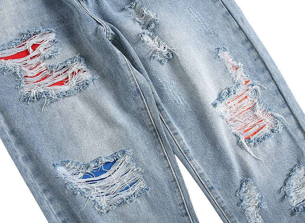 Thumbnail: COOSVEN Men Ripped Jeans, Slim Fit Straight Leg, Denim Pants with Holes