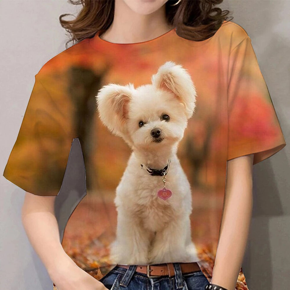 الصورة المصغرة: Summer Women's T-shirt For Ladies 3D Print Dog Graphic T Shirt Fashion Casual S