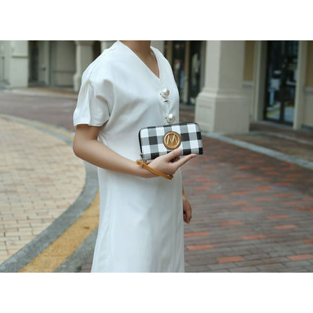Миниатюра: MKF Collection Women's Vegan Leather Checkered Satchel Bag with Wallet 2 Piece 
