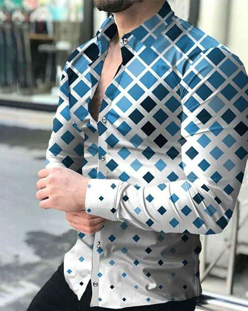 Thumbnail: Men's Party Gathering Planet Lion HD Graphic Men's Shirt Lapel Button Down Shir