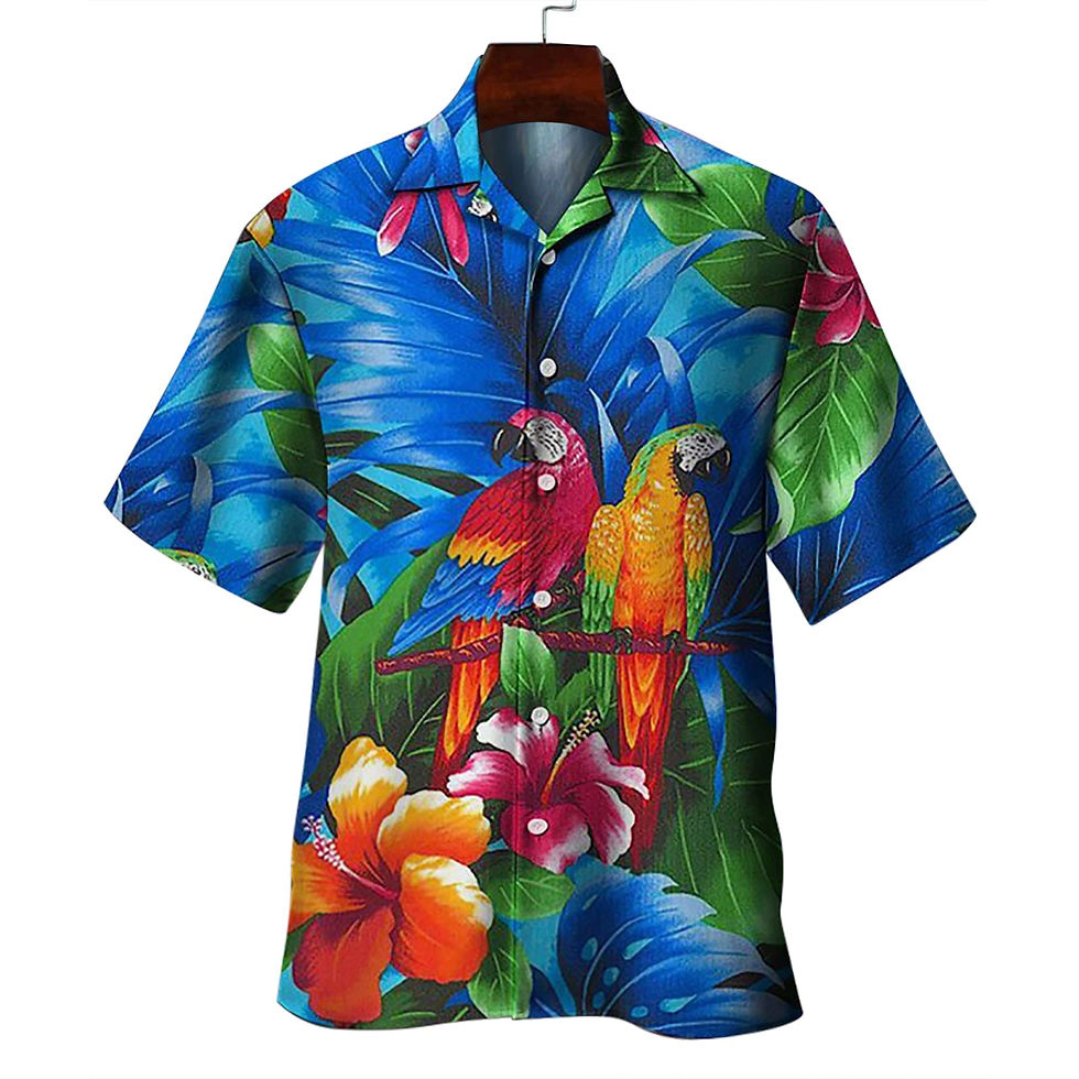 Thumbnail: Men Beach Summer Outdoor Vintage Hawaiian Shirts Parrot Print Shirt For Men Sum