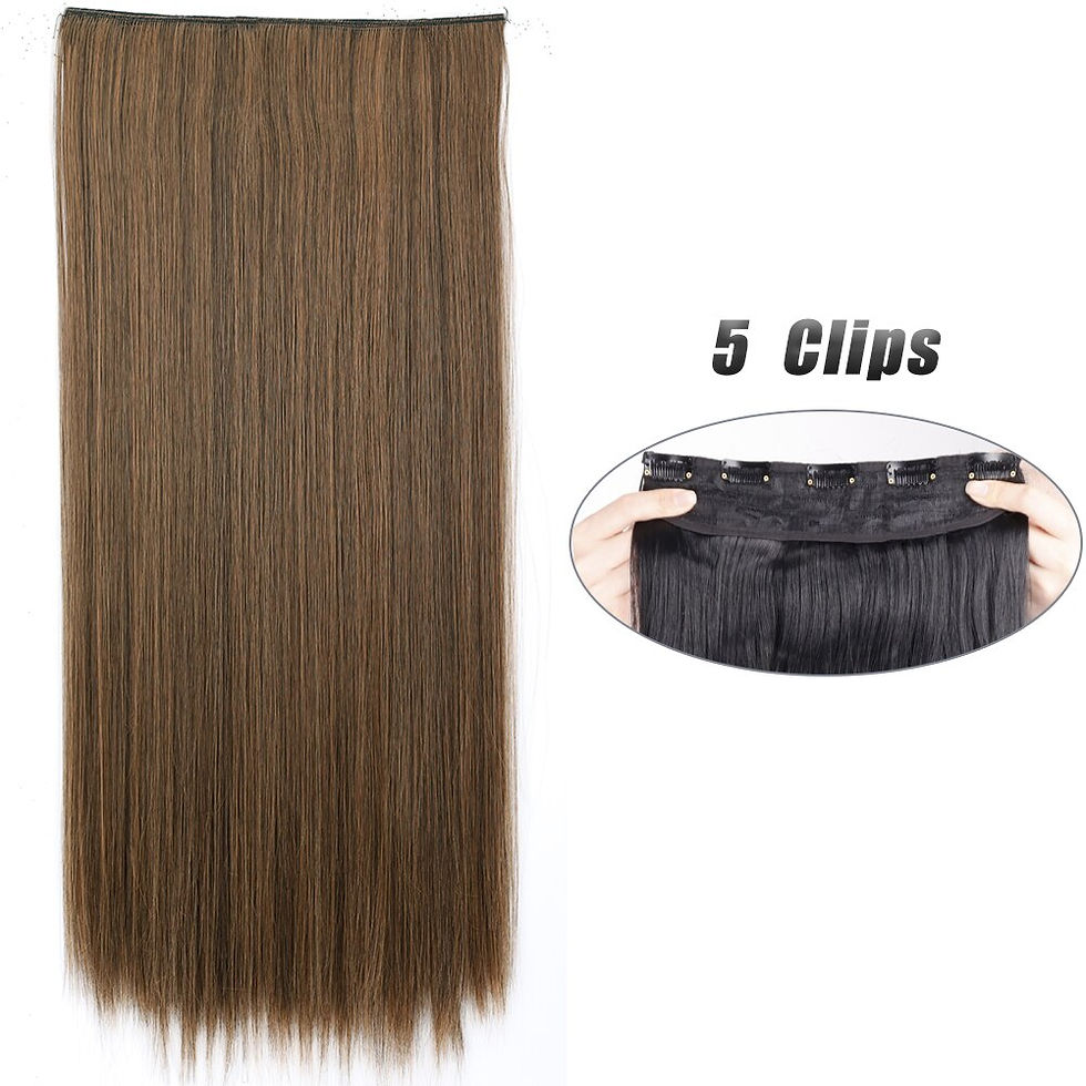 Thumbnail: Synthetic 5 Clip In Hair Extensions Long Straight Hairstyle Hairpiece Black Bro