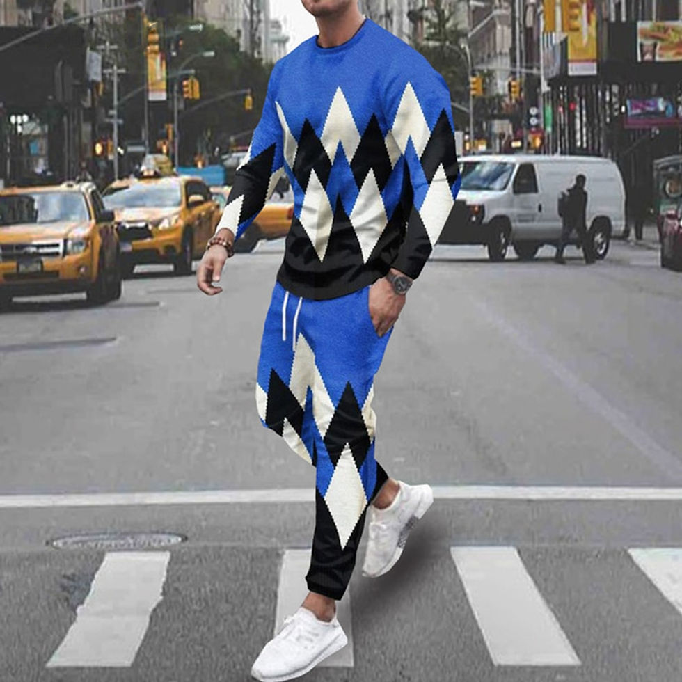 Thumbnail: Men 2 Piece Set Long Sleeve T-Shirt Outfit Print Tracksuits 2022 Casual Sportsw