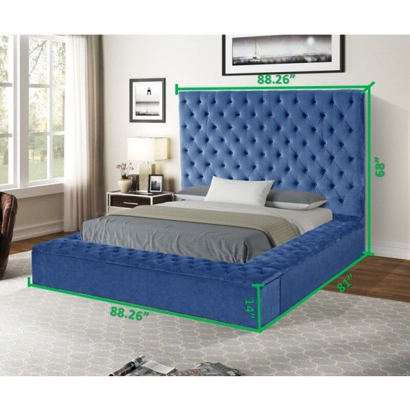 Thumbnail: Nora Queen 6 Pc Vanity Tufted Storage Bedroom Set made with Wood in Blue