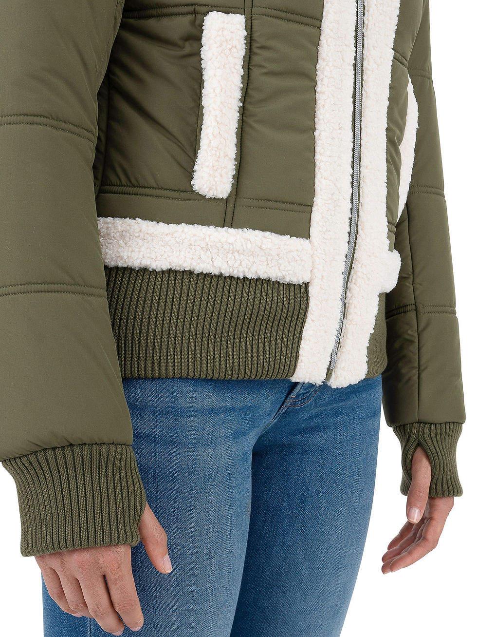 Thumbnail: Cyn & Luca Women's Sustainable Bomber Jacket with Sherpa Trim