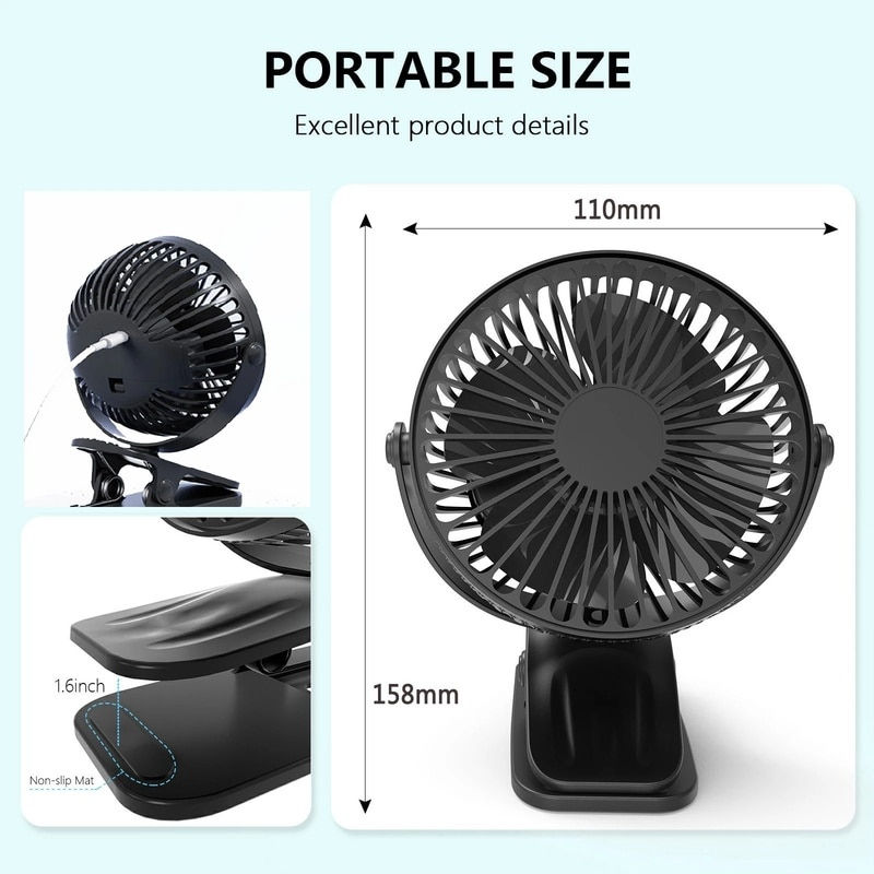 Thumbnail: Mini Cooling Fan Portable Desktop Clip USB Charging Cool Fans 360 Degrees 3-spe