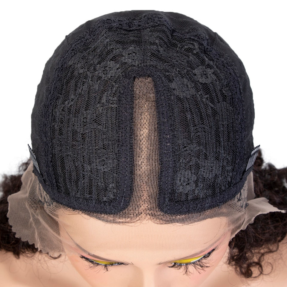 Thumbnail: Sleek Curly Human Hair Wig For Women Deep Wave Lace Brazilian Hair Wigs 13x6x1 