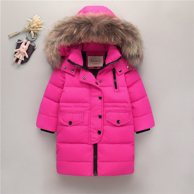 Thumbnail: Nature Fur winter down jacket for boys coats girl clothes children's clothing t