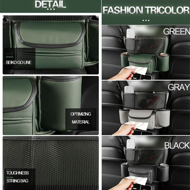 الصورة المصغرة: Mintiml® Car Large Capacity Pu Storage Bag Car Front Seat Middle Storage Bag Au