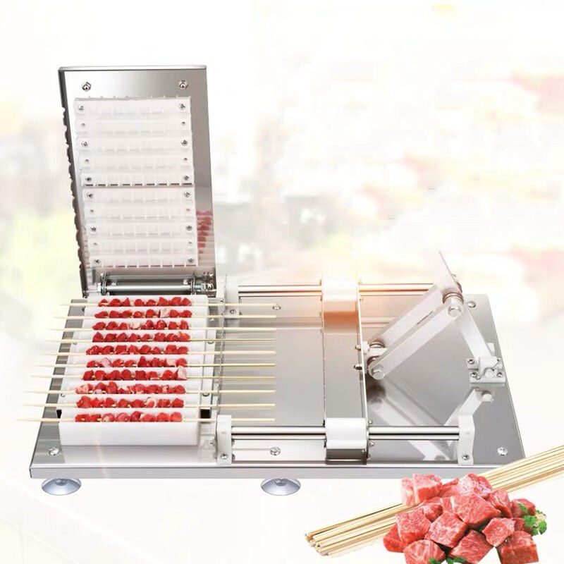 Thumbnail: Manual Satay Skewer Machine BBQ Stainless Steel Mutton Kebab Lamb Skewer Tools 