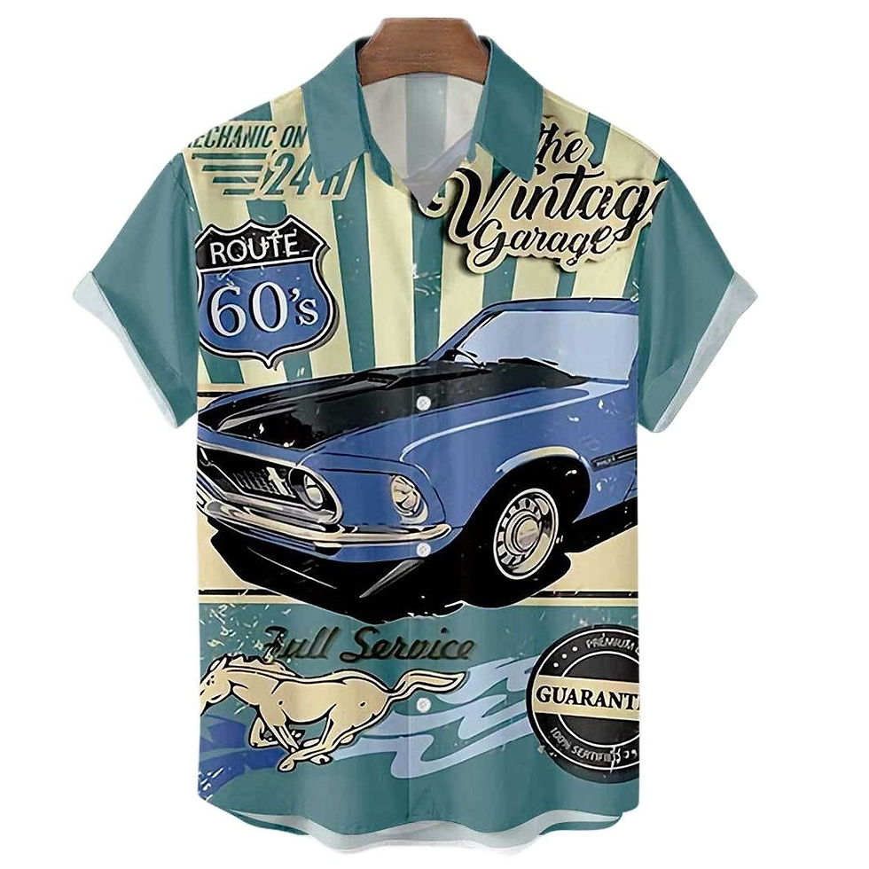 Thumbnail: Summer Men's Beach Summer Outdoor Vintage Hawaiian Shirts Vintage Top 3d Car Pr