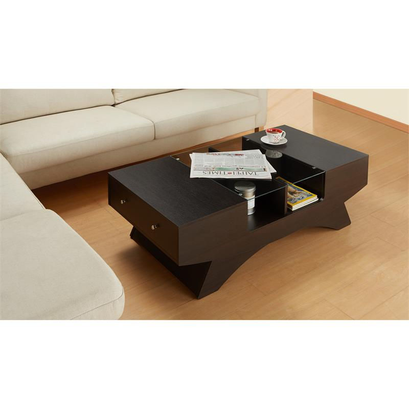 Miniaturbild: Furniture of America Mitch Modern Wood Storage Coffee Table in Espresso