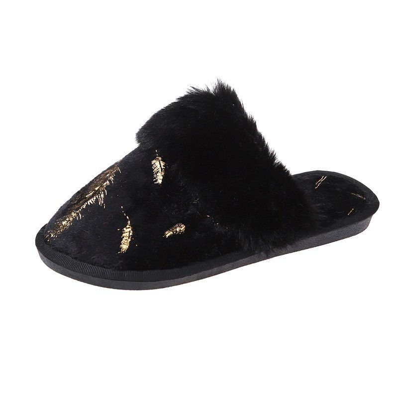 Miniature : Winter Women Fur Bow Knot Fluffy sneakers Ladies Plush Loafers Flats Boots