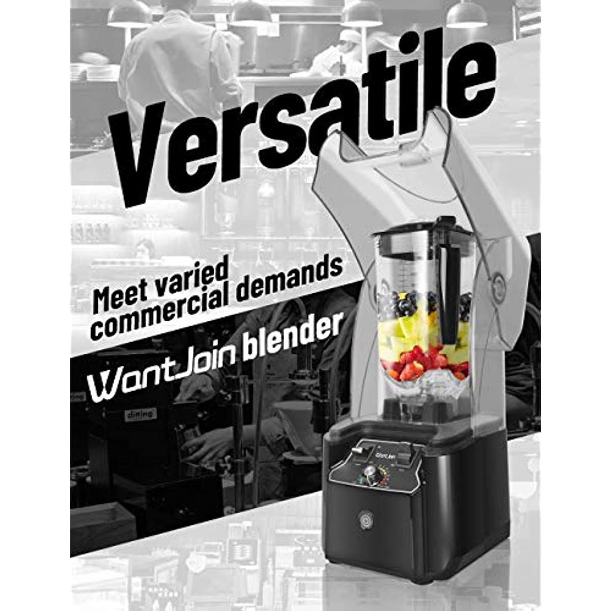 WantJoin Professional Commercial Blender With Shield Quiet Sound Enclosure 2200