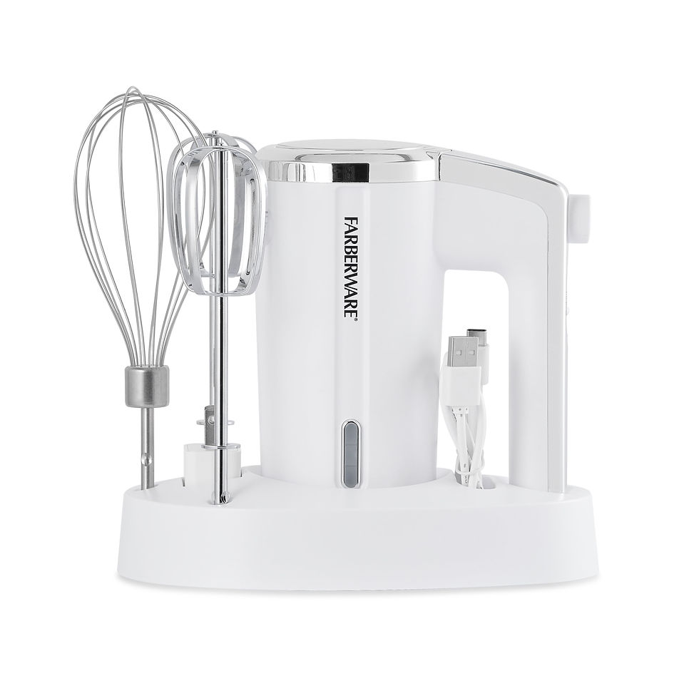 Thumbnail: Farberware Cordless Rechargeable 3 Speed Hand Mixer White