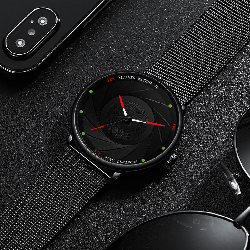 Thumbnail: Fashion Mens Watches Luxury Quartz Watch Men Casual Business Black Mesh Steel L