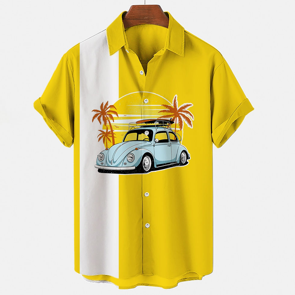 Thumbnail: Shirts For Men Hawaiian Shirt Men's Beach Summer Outdoor Vintage Yellow Striped